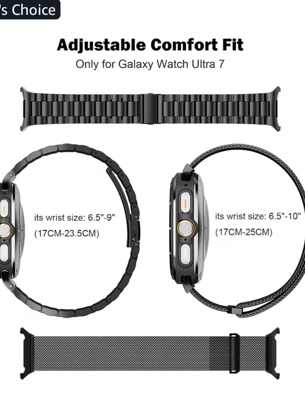 Suplink smart watch band 2 pack in black